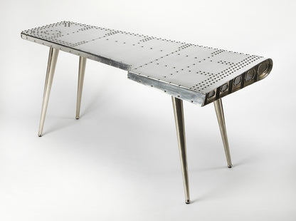Butler Specialty Company - Midway Aviator - Midway 67.5 in. W Triangular Aviator Themed Metal Desk, Silver - 2552025