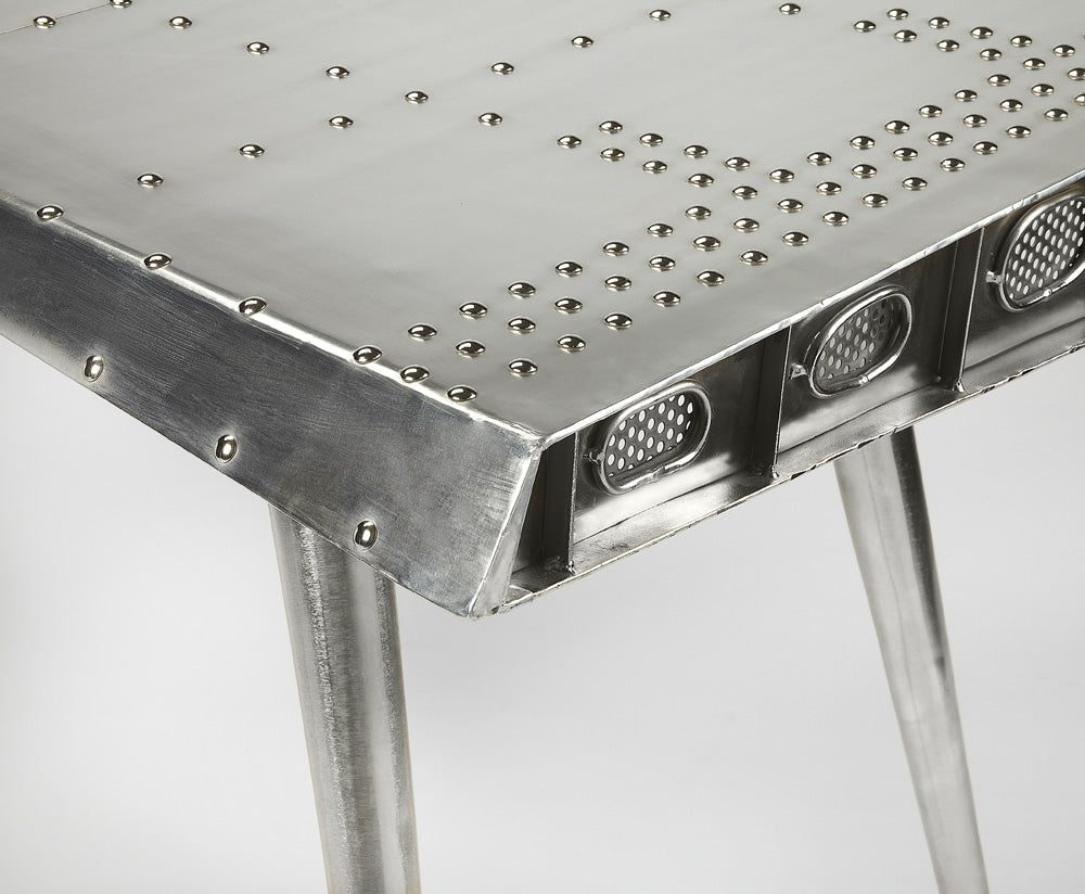 Butler Specialty Company - Midway Aviator - Midway 67.5 in. W Triangular Aviator Themed Metal Desk, Silver - 2552025