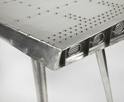 Butler Specialty Company - Midway Aviator - Midway 67.5 in. W Triangular Aviator Themed Metal Desk, Silver - 2552025