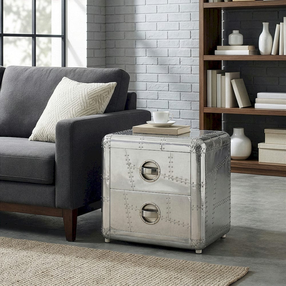Butler Specialty Company - Midway Aviator - Midway 20 in. W Rectangular Metal & Wood Aviator Themed Side Table, Silver - 2537025 view 4