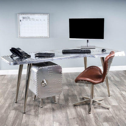 Butler Specialty Company - Midway Aviator - Midway 67.5 in. W Triangular Aviator Themed Metal Desk, Silver - 2552025 view 6