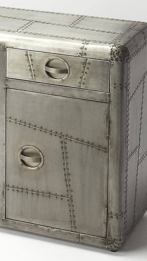Butler Specialty Company - Midway Aviator - Midway 53 in. W Rectangular Metal Aviator Themed 3 Drawer 3 Door Console Cabinet, Silver - 5152330