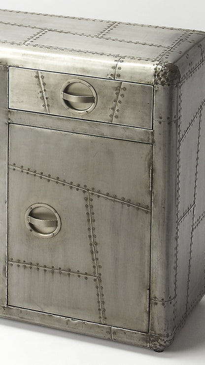 Butler Specialty Company - Midway Aviator - Midway 53 in. W Rectangular Metal Aviator Themed 3 Drawer 3 Door Console Cabinet, Silver - 5152330