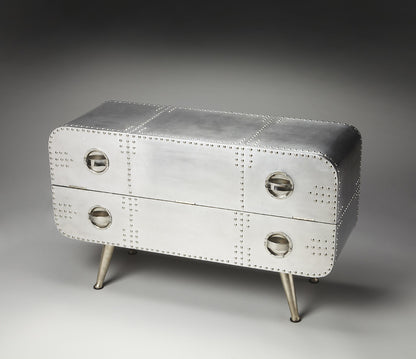 Butler Specialty Company - Midway Aviator - Midway 43 in. W Rectangular Metal & Wood 1 Drawer Aviator Themed Console/TV Chest, Silver - 2554025_CLOSEOUT
