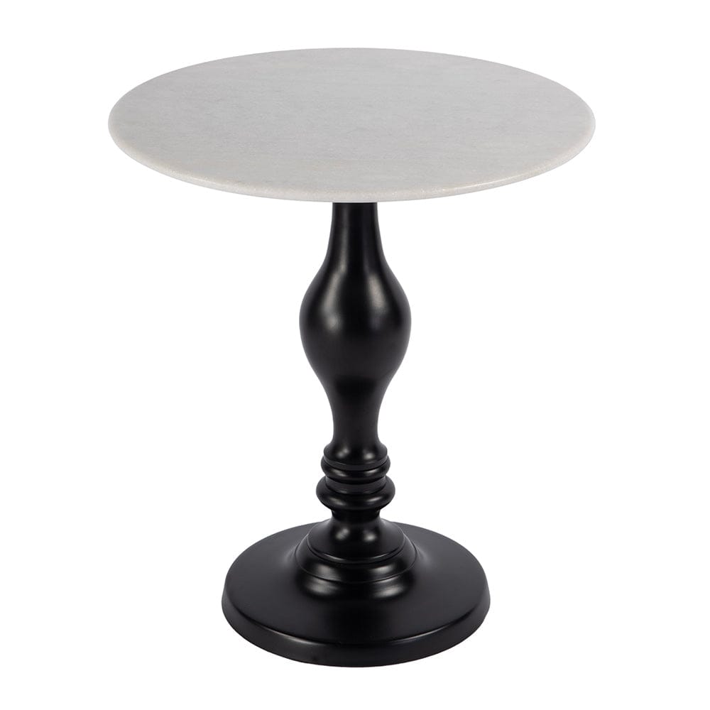 Butler Specialty Company - Milan 20 in. W Round Marble & Metal Pedestal Base Side Table, Black, White - 5842389 View 1