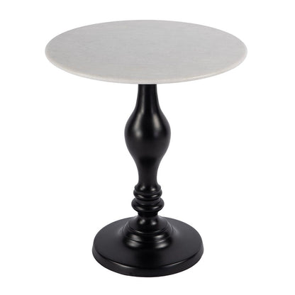 Butler Specialty Company - Milan 20 in. W Round Marble & Metal Pedestal Base Side Table, Black, White - 5842389 View 1