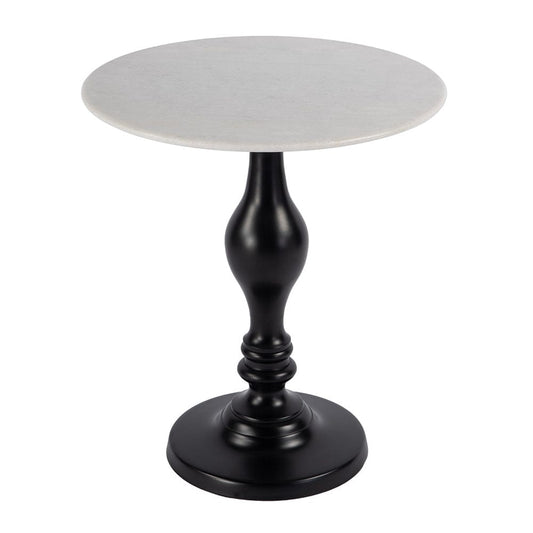 Butler Specialty Company - Milan 20 in. W Round Marble & Metal Pedestal Base Side Table, Black, White - 5842389 View 1