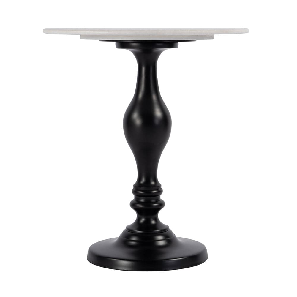 Butler Specialty Company - Milan 20 in. W Round Marble & Metal Pedestal Base Side Table, Black, White - 5842389 View 2