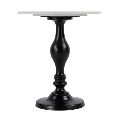 Butler Specialty Company - Milan 20 in. W Round Marble & Metal Pedestal Base Side Table, Black, White - 5842389 View 2