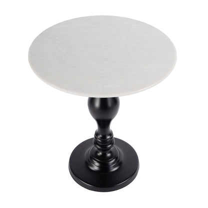 Butler Specialty Company - Milan 20 in. W Round Marble & Metal Pedestal Base Side Table, Black, White - 5842389 View 3