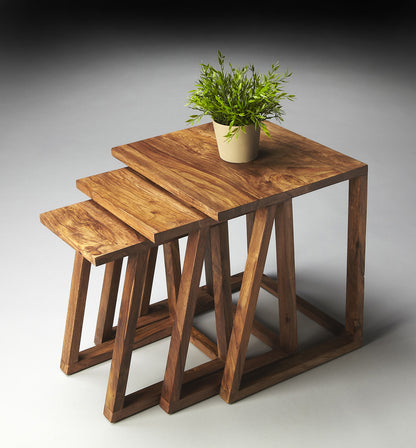Butler Specialty Company - Mira Rectangular Set of 3 Modern Wood Nesting Tables, Light Brown - 2041140