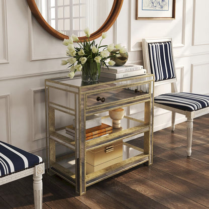 Butler Specialty Company - Miranda 30 in. W Rectangular Mirror & Wood 1 Drawer Console Table, Gold, Silver - 3509146 view 7