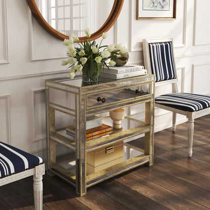 Butler Specialty Company - Miranda 30 in. W Rectangular Mirror & Wood 1 Drawer Console Table, Gold, Silver - 3509146