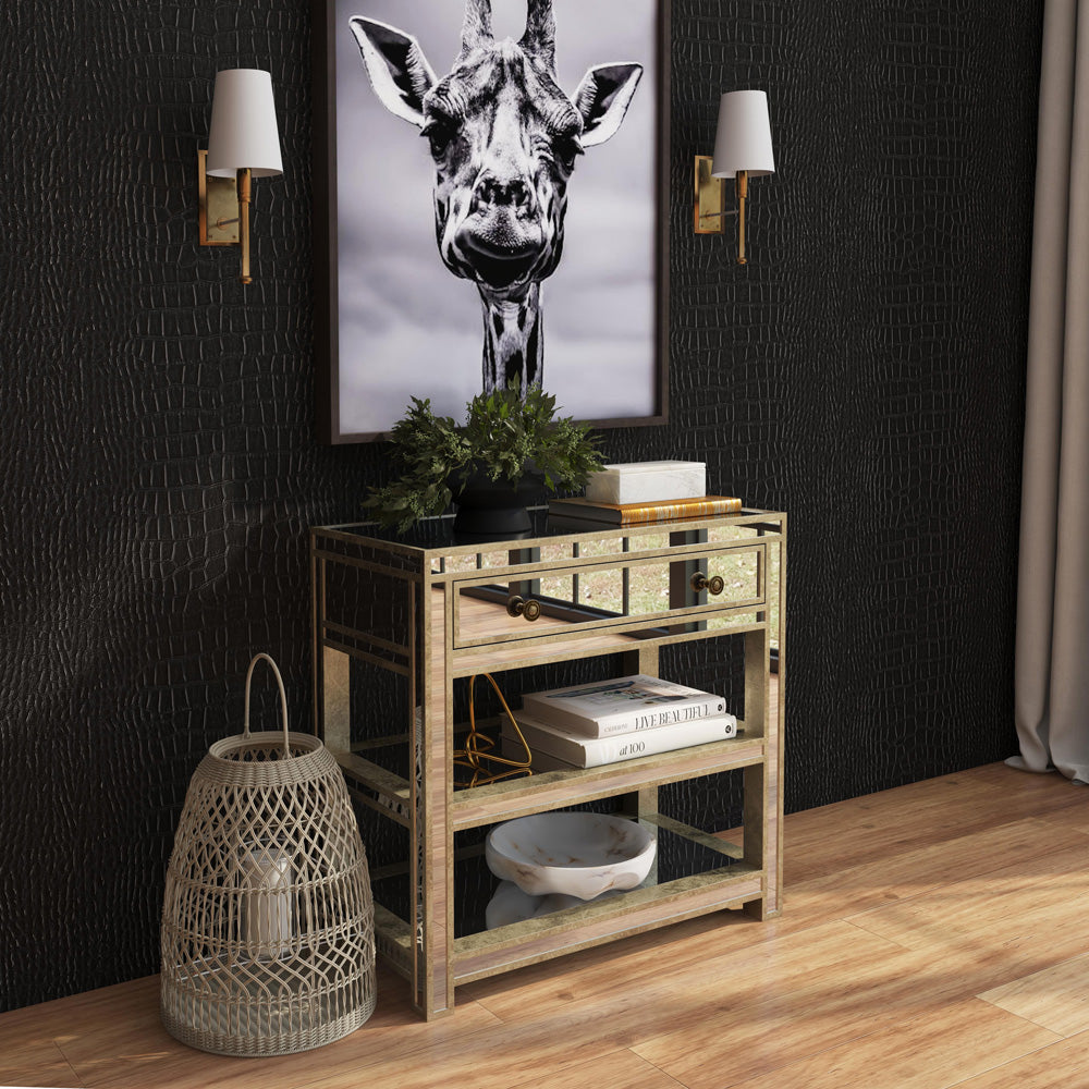 Butler Specialty Company - Miranda 30 in. W Rectangular Mirror & Wood 1 Drawer Console Table, Gold, Silver - 3509146