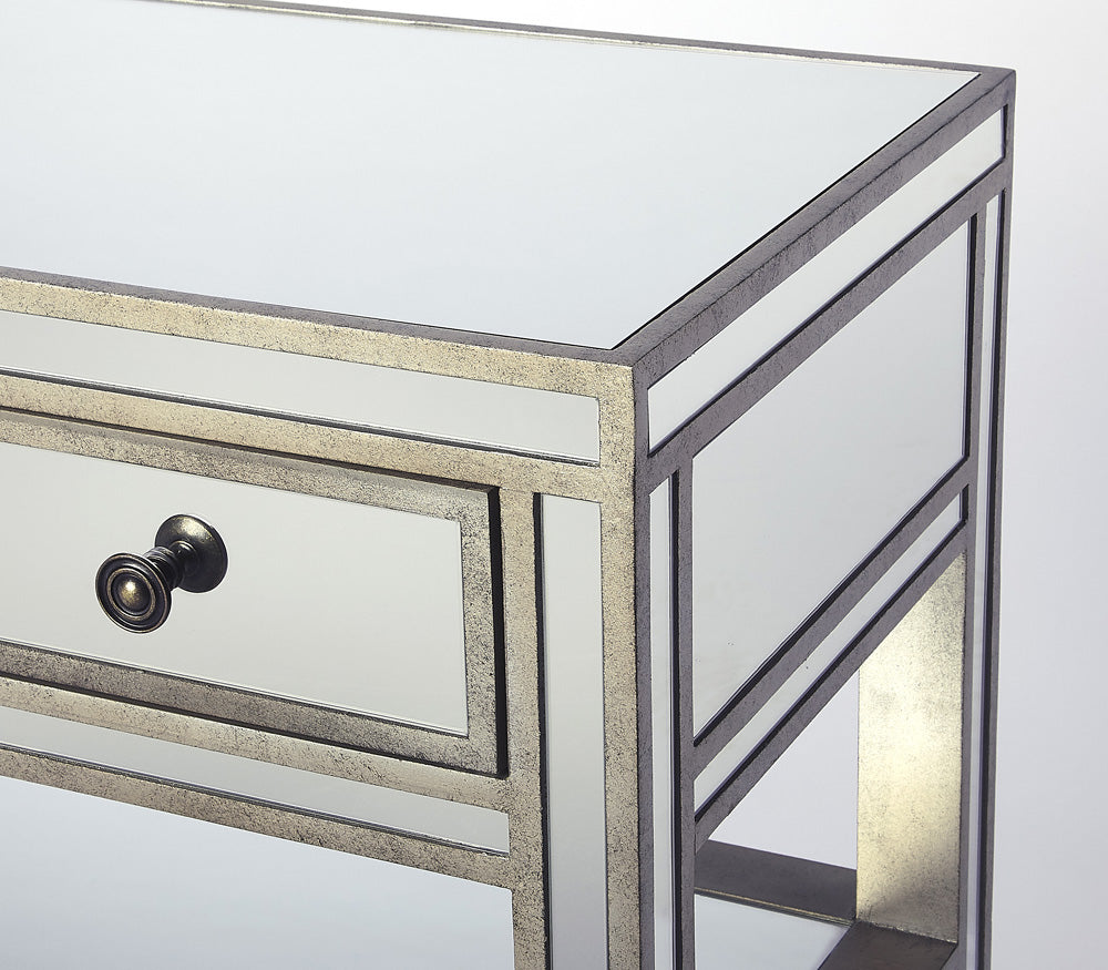 Butler Specialty Company - Miranda 30 in. W Rectangular Mirror & Wood 1 Drawer Console Table, Gold, Silver - 3509146