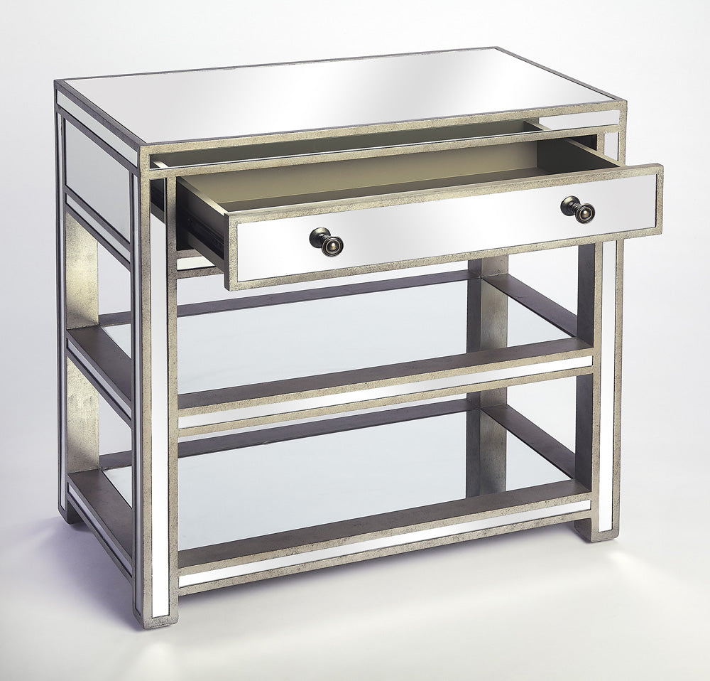 Butler Specialty Company - Miranda 30 in. W Rectangular Mirror & Wood 1 Drawer Console Table, Gold, Silver - 3509146
