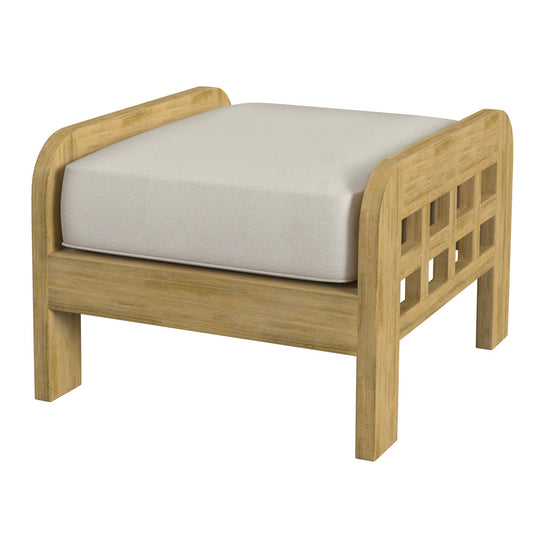 Butler Specialty Company - Monhegan Indoor/Outdoor 24 in. W Upholstered & Teak Ottoman, Light Brown - 5656436_CLOSEOUT