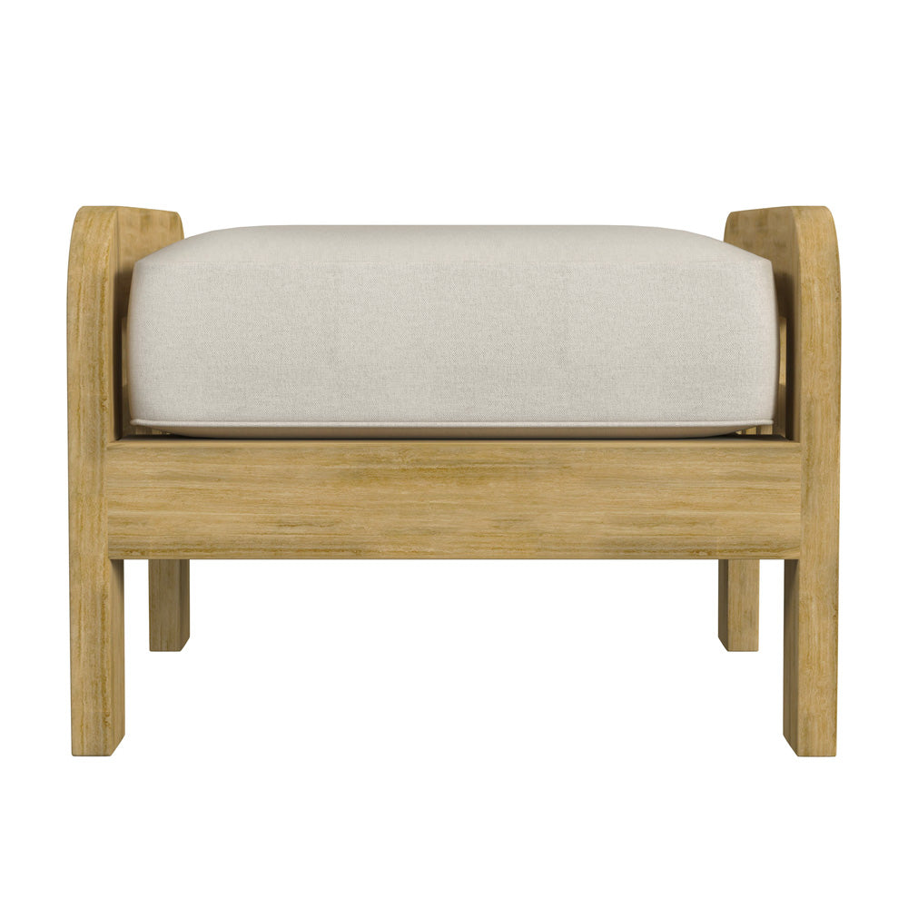 Butler Specialty Company - Monhegan Indoor/Outdoor 24 in. W Upholstered & Teak Ottoman, Light Brown - 5656436_CLOSEOUT