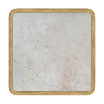 Butler Specialty Company - Monhegan Indoor/Outdoor 25.25 in. W Square Marble & Teak End Table, Light Brown - 5665436_CLOSEOUT