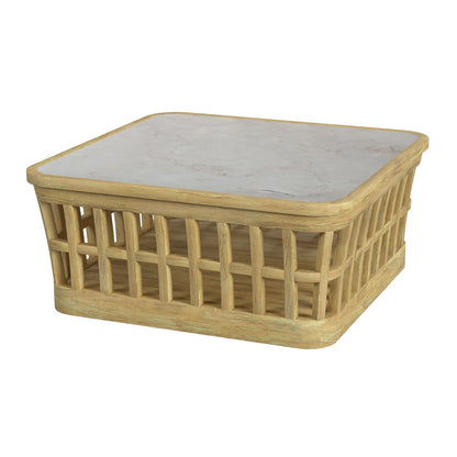 Butler Specialty Company - Monhegan Indoor/Outdoor 42.25 in. W Square Marble & Teak Coffee Table, Light Brown - 5666436_CLOSEOUT
