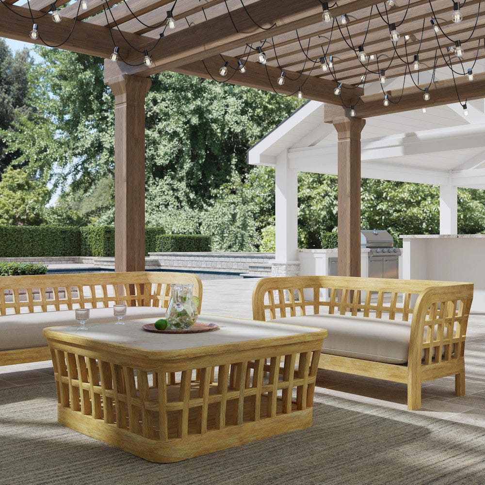 Butler Specialty Company - Monhegan Indoor/Outdoor 53 in. W Upholstered & Teak Loveseat, Light Brown - 5653436_CLOSEOUT view 6
