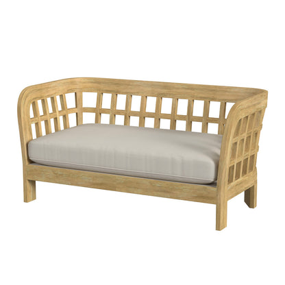 Butler Specialty Company - Monhegan Indoor/Outdoor 53 in. W Upholstered & Teak Loveseat, Light Brown - 5653436_CLOSEOUT