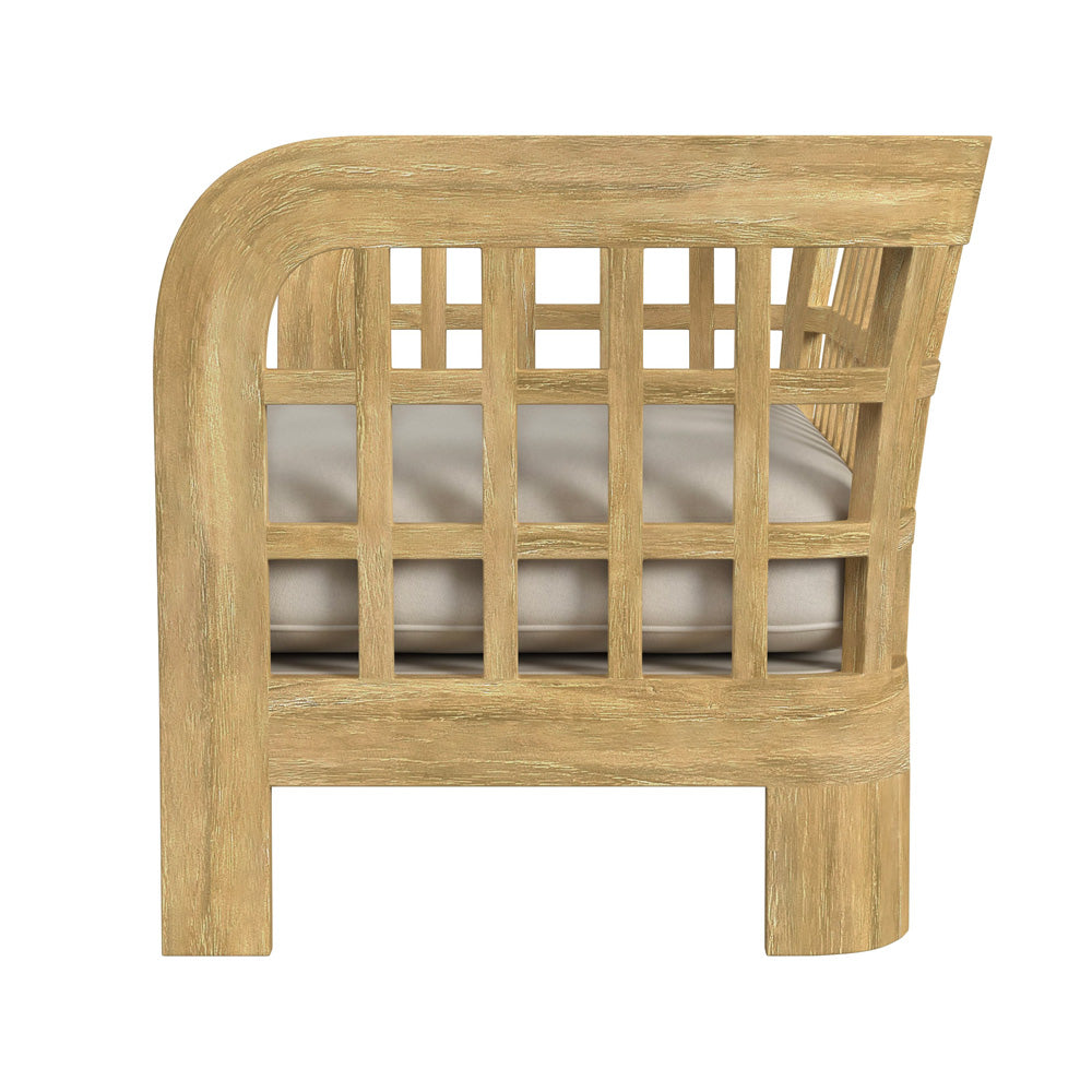 Butler Specialty Company - Monhegan Indoor/Outdoor 53 in. W Upholstered & Teak Loveseat, Light Brown - 5653436_CLOSEOUT