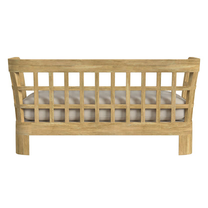 Butler Specialty Company - Monhegan Indoor/Outdoor 53 in. W Upholstered & Teak Loveseat, Light Brown - 5653436_CLOSEOUT