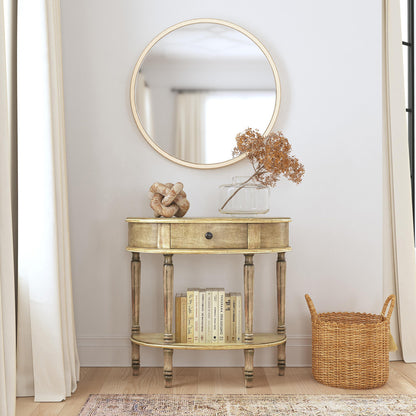 Butler Specialty Company - Mozart 31.5 in. W Demilune Hand Painted Wood 1 Drawer Console Table, Beige - 667424