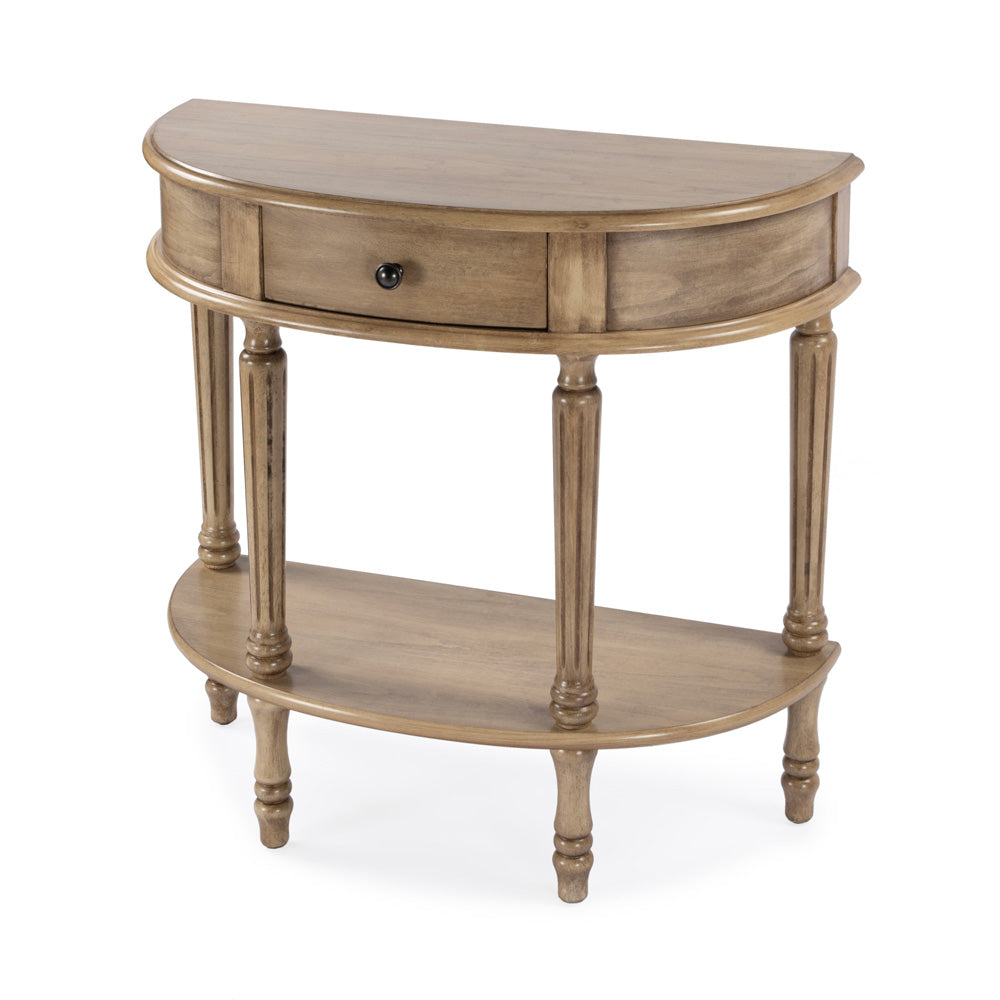 Butler Specialty Company - Mozart 31.5 in. W Demilune Hand Painted Wood 1 Drawer Console Table, Beige - 667424