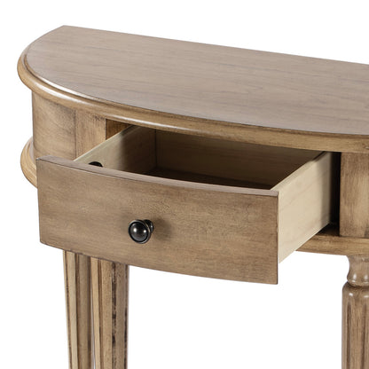 Butler Specialty Company - Mozart 31.5 in. W Demilune Hand Painted Wood 1 Drawer Console Table, Beige - 667424
