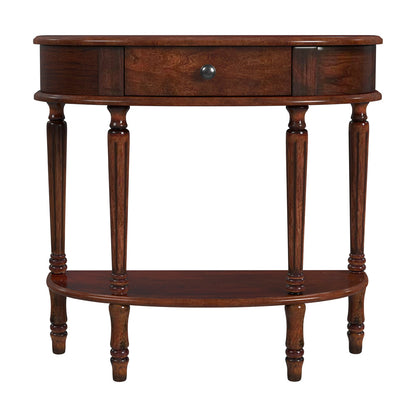 Butler Specialty Company - Mozart 31.5 in. W Demilune Hand Painted Wood 1 Drawer Console Table, Dark Brown - 667024