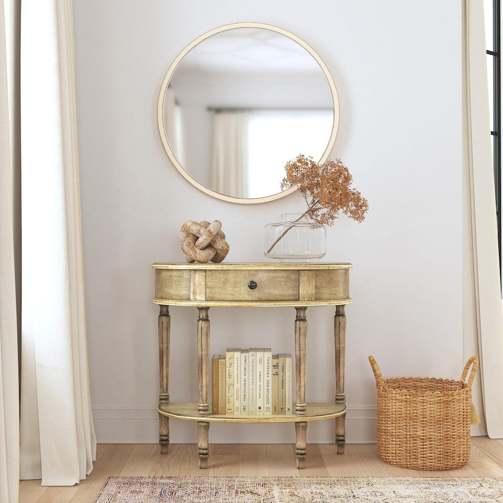 Butler Specialty Company - Mozart 31.5 in. W Demilune Hand Painted Wood 1 Drawer Console Table, Beige - 667424 view 6