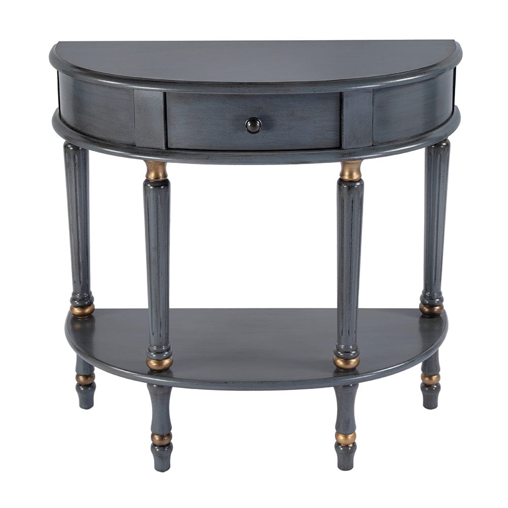 Butler Specialty Company - Mozart 31.5 in. W Demilune Wood Hand Painted 1 Drawer Console Table w Lower Open Shelf, Pastel Blue - 667483 View 1
