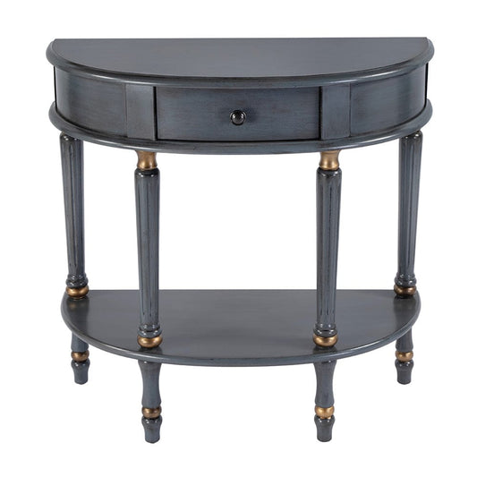 Butler Specialty Company - Mozart 31.5 in. W Demilune Wood Hand Painted 1 Drawer Console Table w Lower Open Shelf, Pastel Blue - 667483 View 1