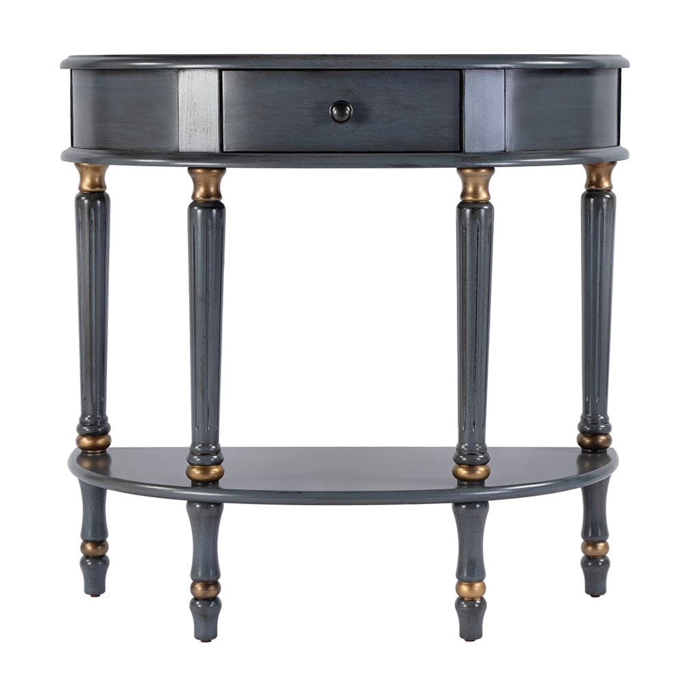 Butler Specialty Company - Mozart 31.5 in. W Demilune Wood Hand Painted 1 Drawer Console Table w Lower Open Shelf, Pastel Blue - 667483 View 2