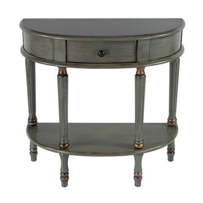 Butler Specialty Company - Mozart 31.5 in. W Demilune Wood Hand Painted 1 Drawer Console Table w Lower Open Shelf, Pastel Green - 667482 View 1
