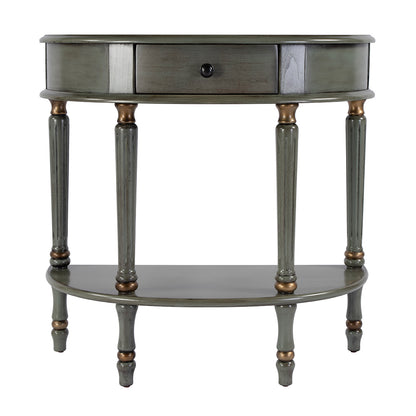Butler Specialty Company - Mozart 31.5 in. W Demilune Wood Hand Painted 1 Drawer Console Table w Lower Open Shelf, Pastel Green - 667482 View 2