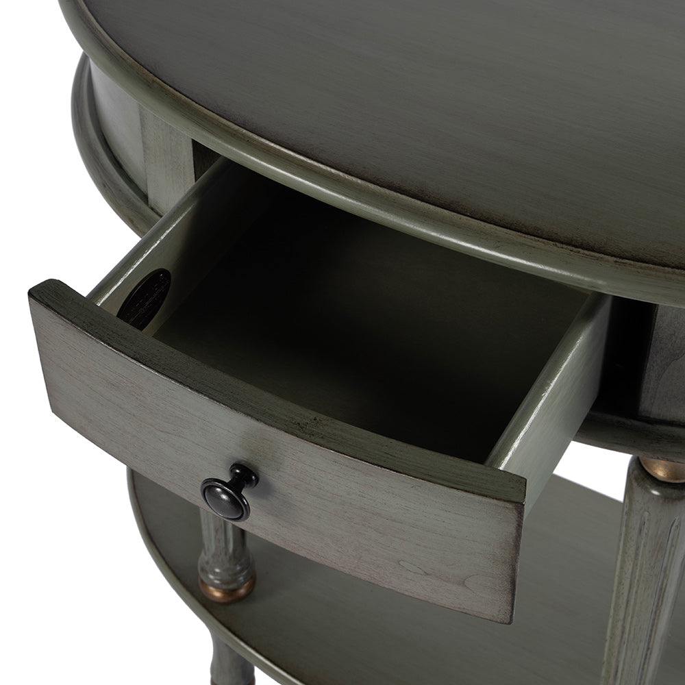 Butler Specialty Company - Mozart 31.5 in. W Demilune Wood Hand Painted 1 Drawer Console Table w Lower Open Shelf, Pastel Green - 667482 View 3