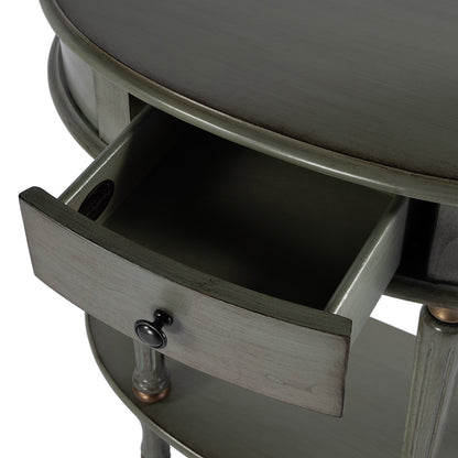 Butler Specialty Company - Mozart 31.5 in. W Demilune Wood Hand Painted 1 Drawer Console Table w Lower Open Shelf, Pastel Green - 667482 View 3