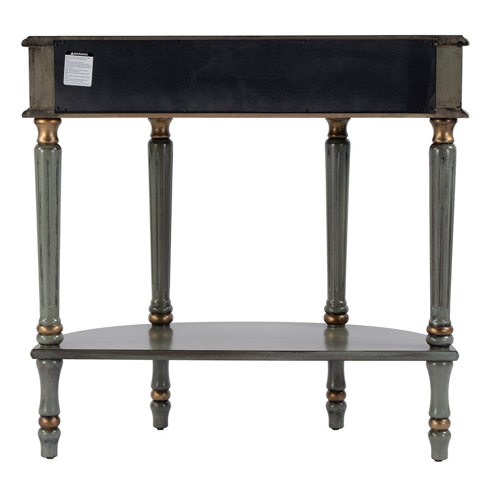 Butler Specialty Company - Mozart 31.5 in. W Demilune Wood Hand Painted 1 Drawer Console Table w Lower Open Shelf, Pastel Green - 667482 View 4