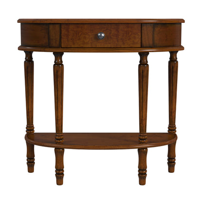 Butler Specialty Company - Mozart 31.5 in. W Demilune Hand Painted Wood 1 Drawer Console Table, Medium Brown - 667011
