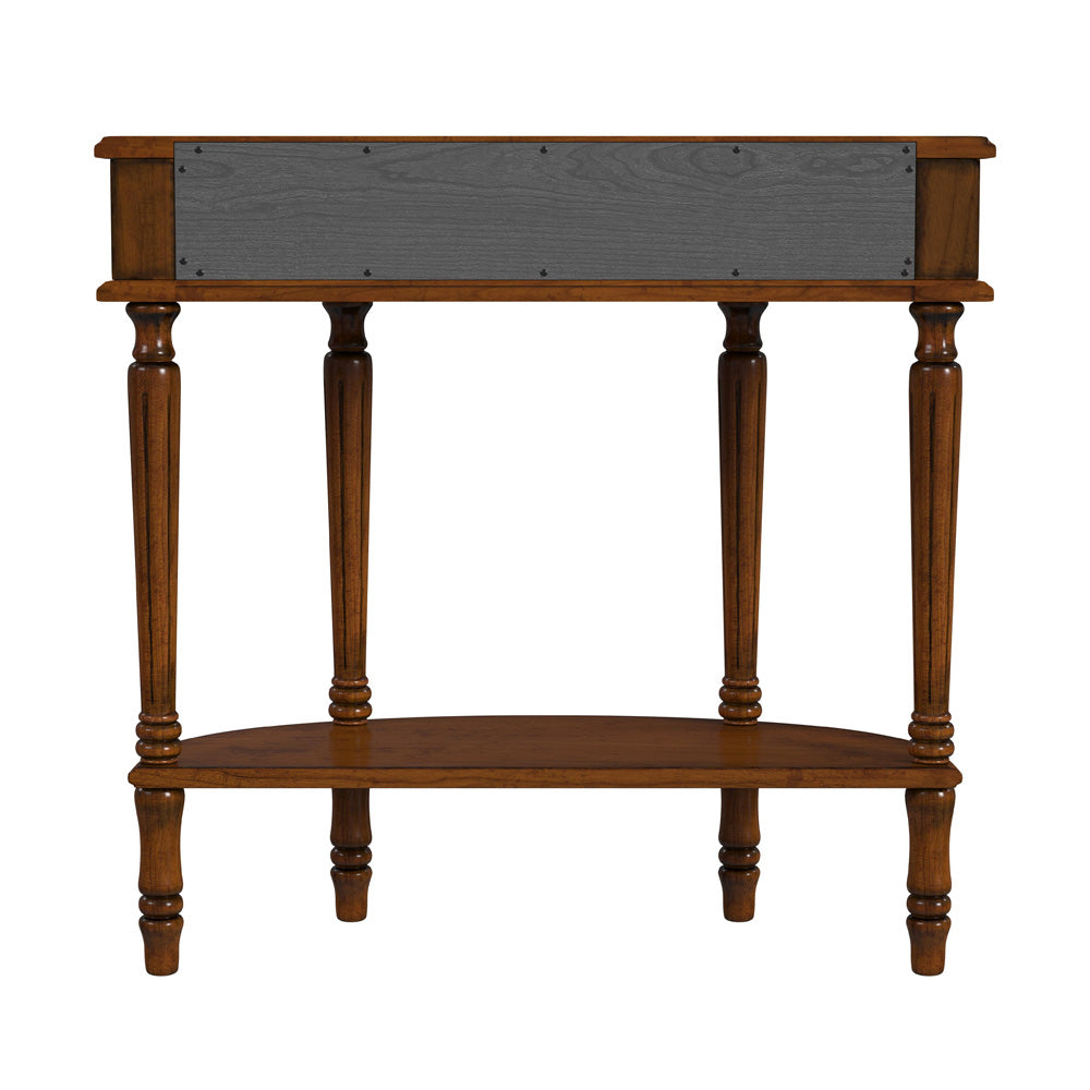 Butler Specialty Company - Mozart 31.5 in. W Demilune Hand Painted Wood 1 Drawer Console Table, Medium Brown - 667011