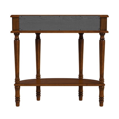 Butler Specialty Company - Mozart 31.5 in. W Demilune Hand Painted Wood 1 Drawer Console Table, Medium Brown - 667011