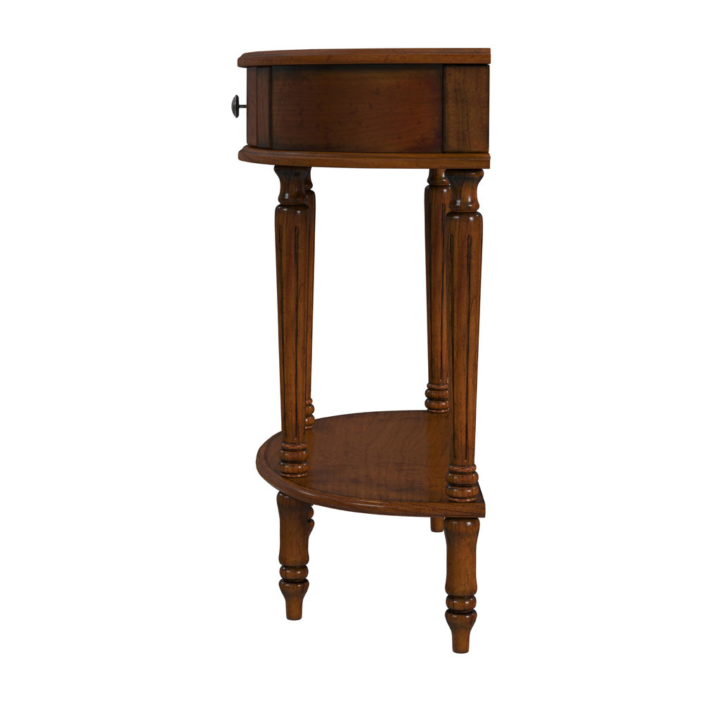 Butler Specialty Company - Mozart 31.5 in. W Demilune Hand Painted Wood 1 Drawer Console Table, Medium Brown - 667011