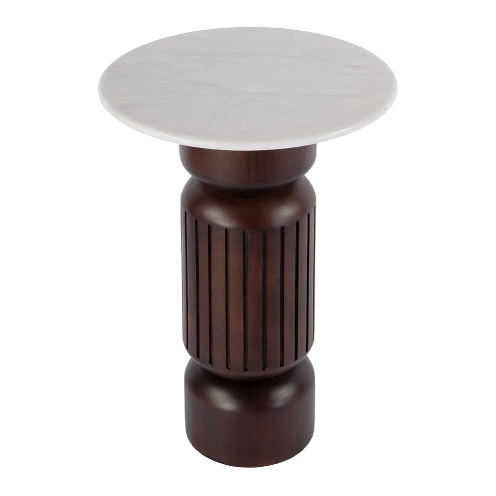 Butler Specialty Company - Nala 17 in. W Round Marble and Wood Side Table, Brown - 5858455 View 1
