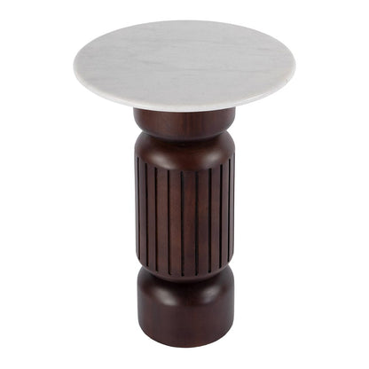 Butler Specialty Company - Nala 17 in. W Round Marble and Wood Side Table, Brown - 5858455 View 1