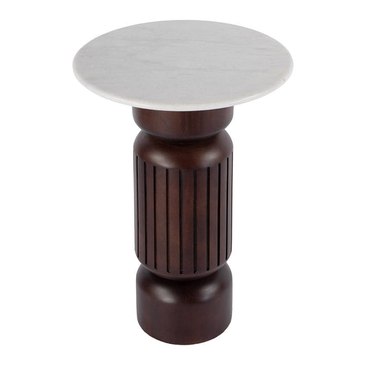 Butler Specialty Company - Nala 17 in. W Round Marble and Wood Side Table, Brown - 5858455 View 1