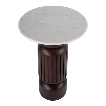 Butler Specialty Company - Nala 17 in. W Round Marble and Wood Side Table, Brown - 5858455 View 2