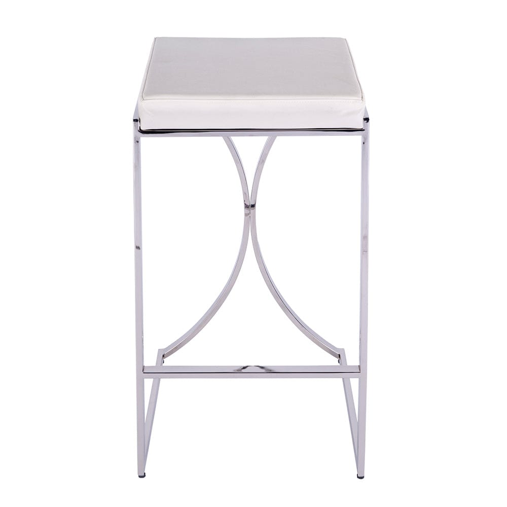 Butler Specialty Company - Natalya 31 in. Seat Height Faux Leather and Metal Backless Bar Stool, White - 5784220 View 2